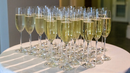 Champagne glasses on a table