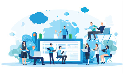 vector organic flat people on business training illustration flat illustration
