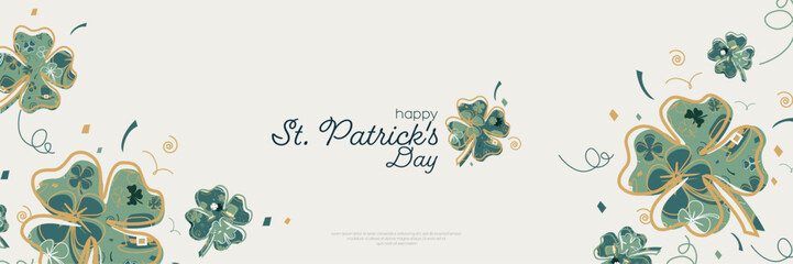 Happy St. Patricks Day banner. - obrazy, fototapety, plakaty