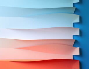 A vibrant paper wave background with bold color transitions, symbolizing harmony, against a light blue backdrop. Generative AI.