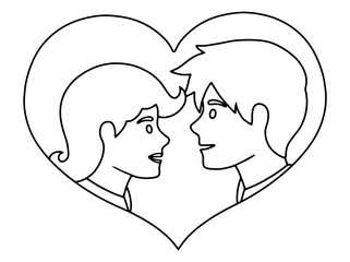 Avatar Character Line Art Romantic Couple

