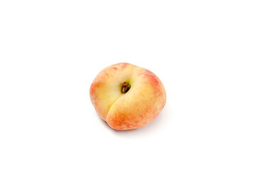 Saturn peach or flat peach isolated on white background with clipping path..
