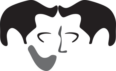 Two gay men, silhouette.