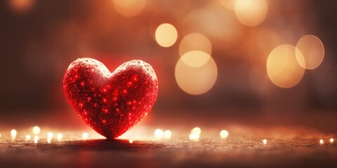 The symbol of true love is a red heart, which represents the warmth and firmness of emotion,  - obrazy, fototapety, plakaty