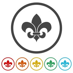 Fleur de lis sign icon. Set icons in color circle buttons © sljubisa