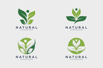 Natural organic logo collection leaf design vector with creative idea