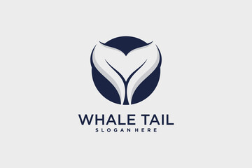 Whale tail logo design vector illustration with creative idea
