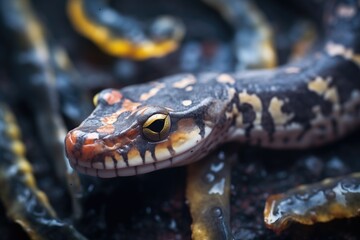 Fototapeta premium macro shot of salamander skin at night