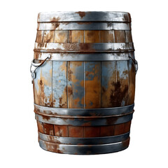 Obraz premium old Metal tin barrel isolated on transparent background Remove png