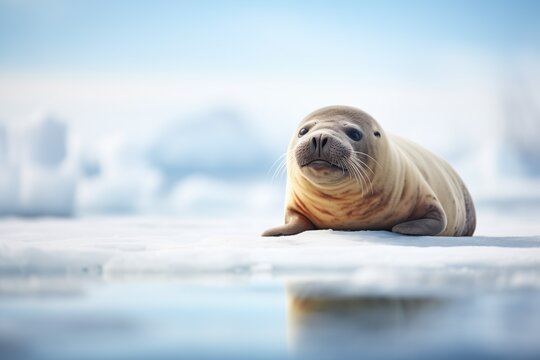 seal on an ice floe near the shore