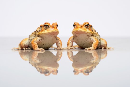 two toads facing each other