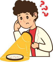 Clip Art Male Scientist Character Bringing Magnifier to Check Bacteria in Laboratory Science, International STEM Day