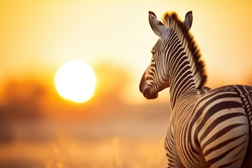 Fotobehang zebra silhouette against setting sun © Natalia