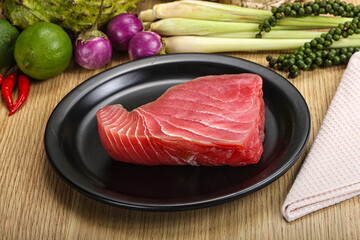 Raw fresh tuna steak for grill