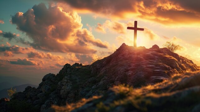 Passion Week cross on a hill symbolizing the sacrifice