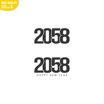 Creative Happy New Year 2058 Logo Design