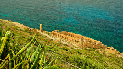 Passeggiata panoramica di Nebida. Panorama su Pan di Zucchero e Laveria Lamarmora.Sulcis Iglesiense...