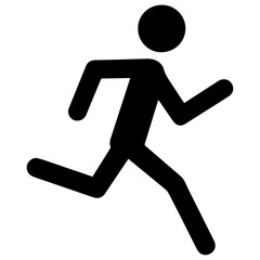 minimal Stick Figure character Run vector silhouette, black color