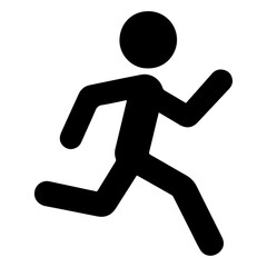 minimal Stick Figure character Run vector silhouette, black color