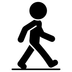 minimal Stick Figure character walking vector silhouette, black color silhouette