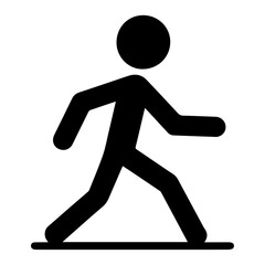 minimal Stick Figure character walking vector silhouette, black color silhouette
