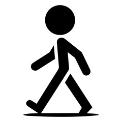 minimal Stick Figure character walking vector silhouette, black color silhouette