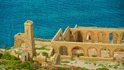 Passeggiata panoramica di Nebida. Panorama su Pan di Zucchero e Laveria Lamarmora.Sulcis Iglesiense...
