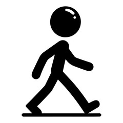 minimal Stick Figure character walking vector silhouette, black color silhouette