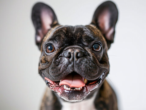 Generated AI. A photograph of a complete happy French bulldog.