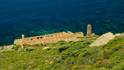 Passeggiata panoramica di Nebida. Panorama su Pan di Zucchero e Laveria Lamarmora.Sulcis Iglesiense...