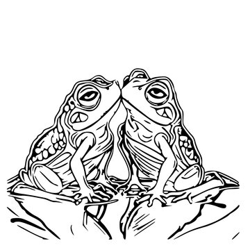 black and white, frog in love for valentine, png 147