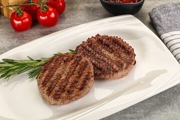 Grilled two beef burger cutlet