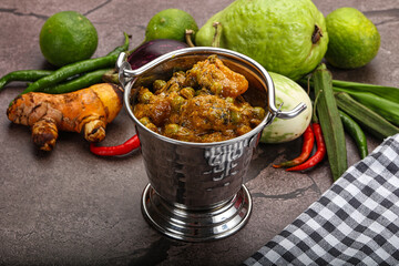 Indian traditional cuisine Aloo mutter - obrazy, fototapety, plakaty