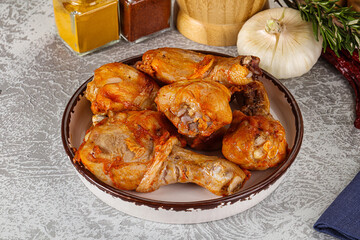 Raw marinated chicken drumstick for cooking
