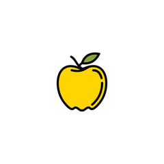 Original vector illustration. Contour icon of a ripe yellow apple. Hand drawn, not AI