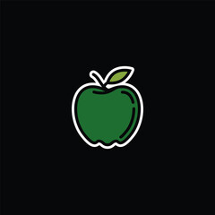 Original vector illustration. Contour icon of a ripe green apple.