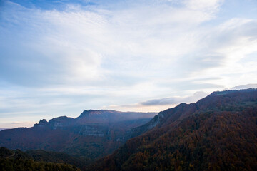 Autumn sunset in Puigsacalm peak, La Garrotxa, Spain