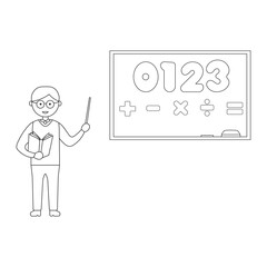 Hand drawn Kids drawing cartoon Vector illustration teacher with board icon Isolated on White