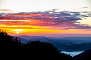 Autumn sunrise in Puigsacalm peak, La Garrotxa, Spain