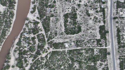 Aerial view of the village of Nata in Botswana, Africa