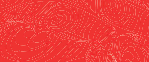 Salmon fillet pattern texture background vector. Abstract salmon meat on orange background with stripes salmon line art. Design illustration for Japanese Restaurant, website, banner, packaging. - obrazy, fototapety, plakaty