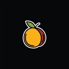 Original vector illustration. Contour icon of a ripe peach.