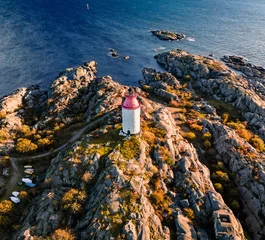 Fototapete Aerial view of the swedish coast of the sea. Landsort lighthouse. Stockholm archipelago, Stockholms skärgård. Islands © valerie_v