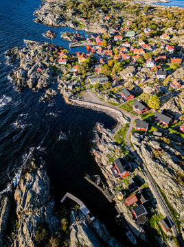 Aerial view of the swedish coast of the sea. Landsort fishing village. Stockholm archipelago, Stockholms sk&auml;rg&aring;rd. Islands