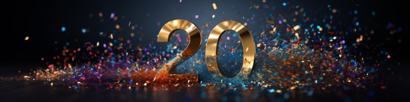 glitter and  a golden number 20- celebration