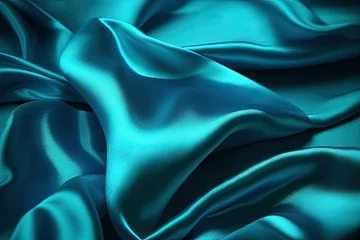 Fotobehang design space background teal beautiful surface fabric shiny folds satin silk blue light © akkash jpg