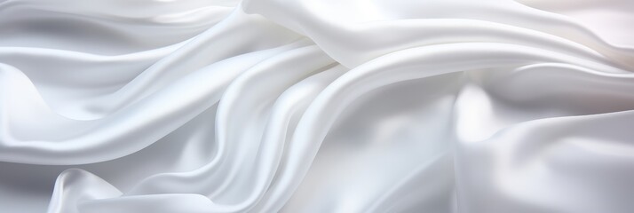 Closeup of elegant white silk fabric with a slightly crumpled texture for luxury background design