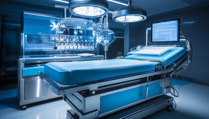 Cutting edge medical equipment and advanced devices in a state of the art operating room