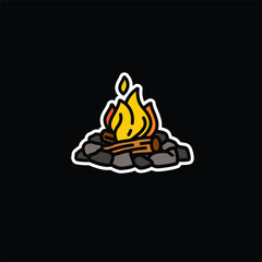 Original vector illustration. The contour icon of a campfire.