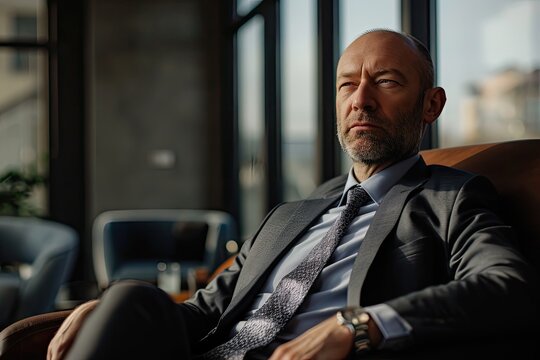 Portrait of a business man sitting in an office.
